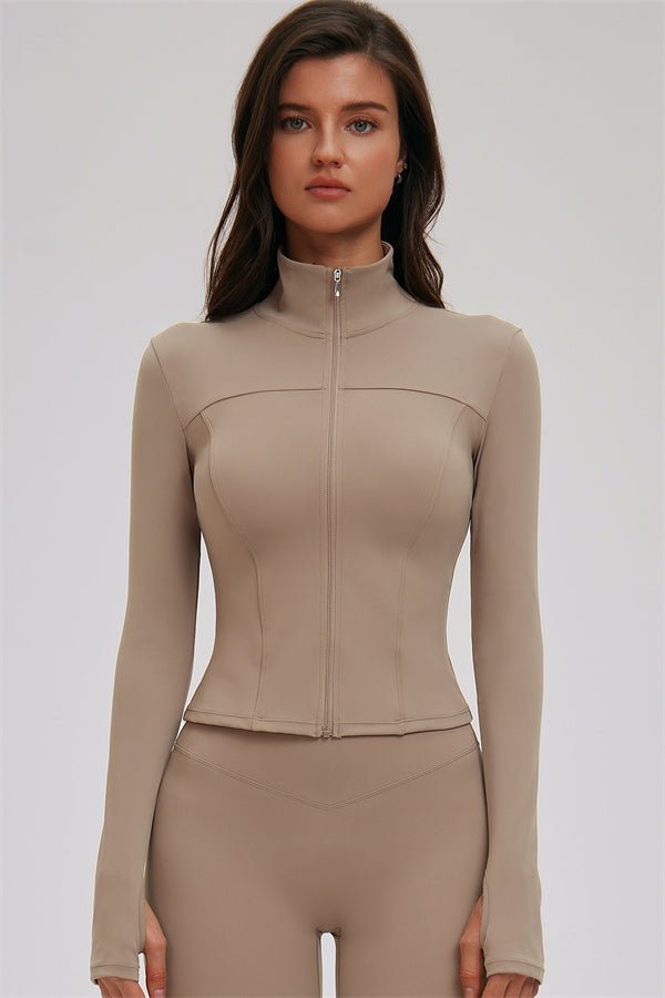 The Kinetic Zip Jacket Cross Back Sports Bra Leggings 3-Piece Set - Courbe et Compagnie