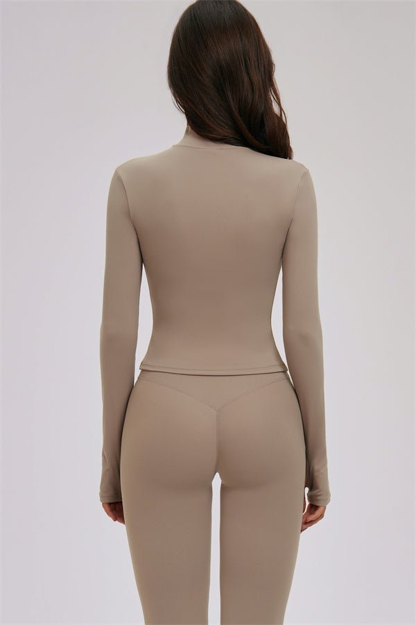 The Kinetic Zip Jacket Cross Back Sports Bra Leggings 3-Piece Set - Courbe et Compagnie