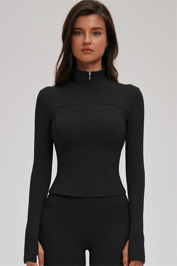 The Kinetic Zip Jacket Cross Back Sports Bra Leggings 3-Piece Set - Courbe et Compagnie