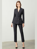The Noir Élan Belted Stripped Suit - Courbe et Compagnie