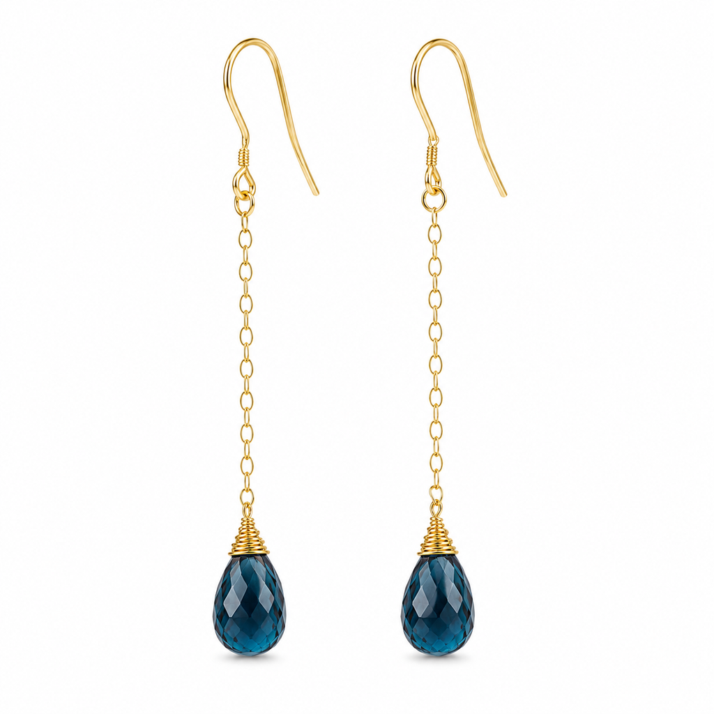London Blue Topaz Chain Drop Earrings