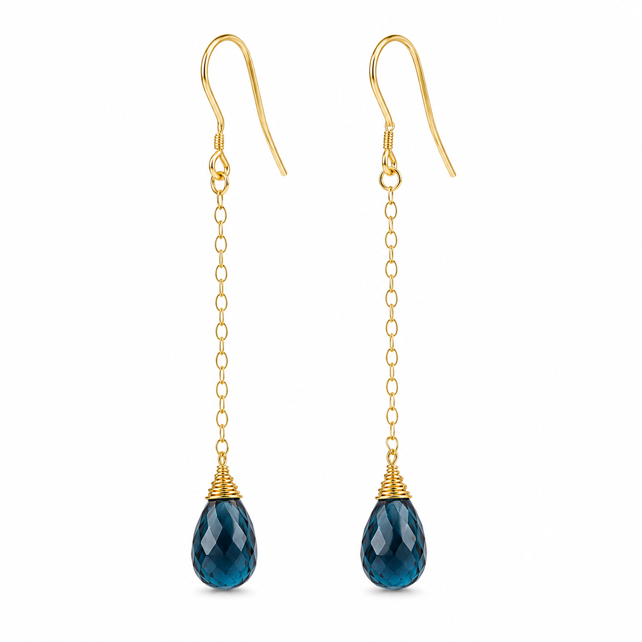 London Blue Topaz Chain Drop Earrings