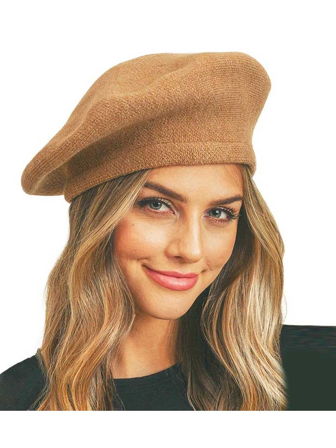 Trendy Fashionable Winter Stretchy Solid Beret Hat - Courbe et Compagnie