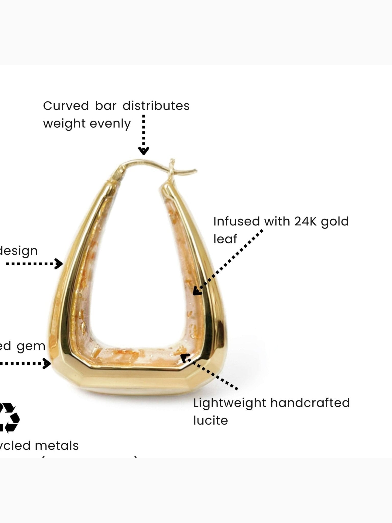 Triangle Gem Cut Hoop Earrings - Courbe et Compagnie