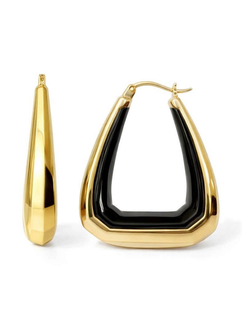 Triangle Gem Cut Hoop Earrings - Courbe et Compagnie