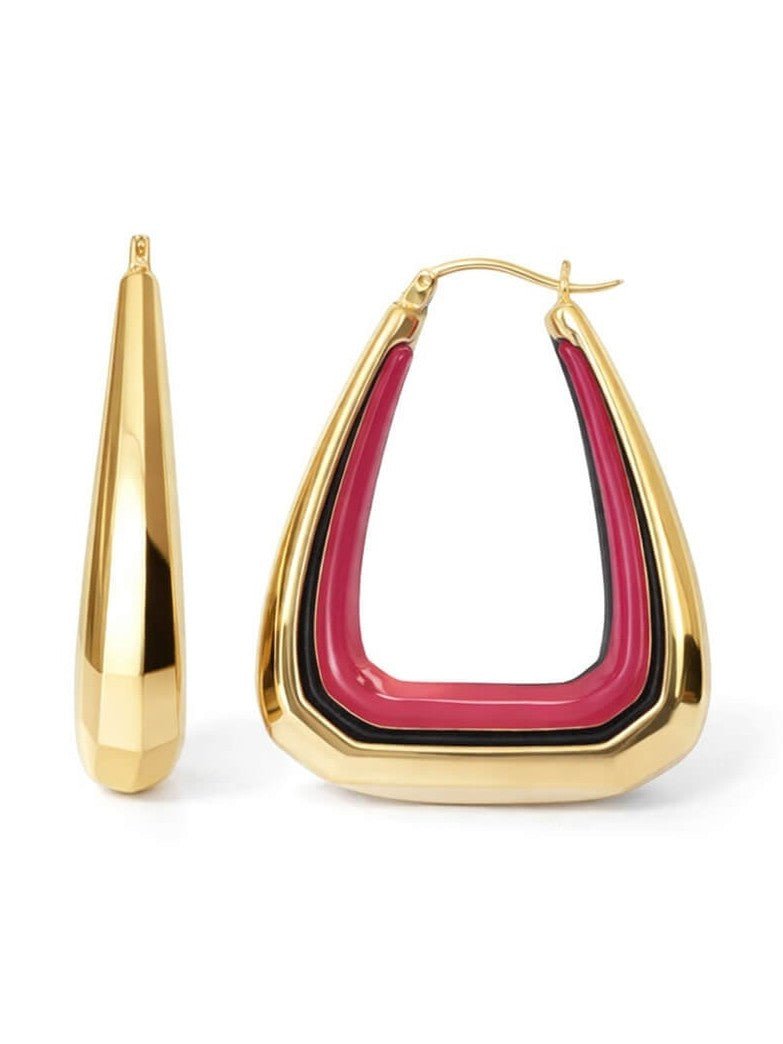 Triangle Gem Cut Hoop Earrings - Courbe et Compagnie