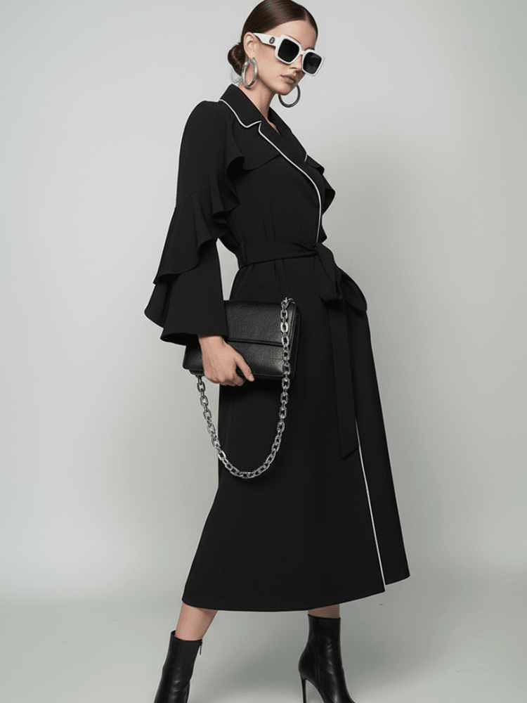 TRIBECA Ruffle Long Coat BYMANYC ® New York - Courbe et Compagnie