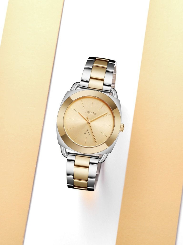Trnda Women's Stainless Steel Watch, Silver-Gold Band | Trn-35.8 - Courbe et Compagnie