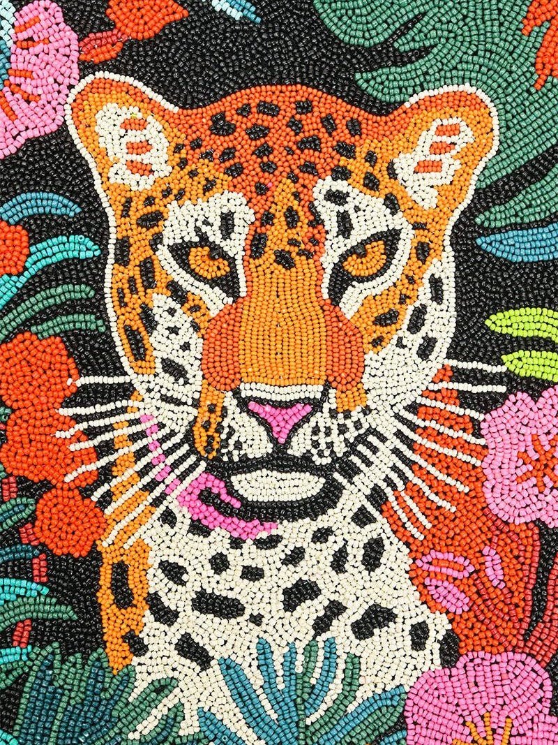 Tropical Leopard Embellished Tote - Courbe et Compagnie