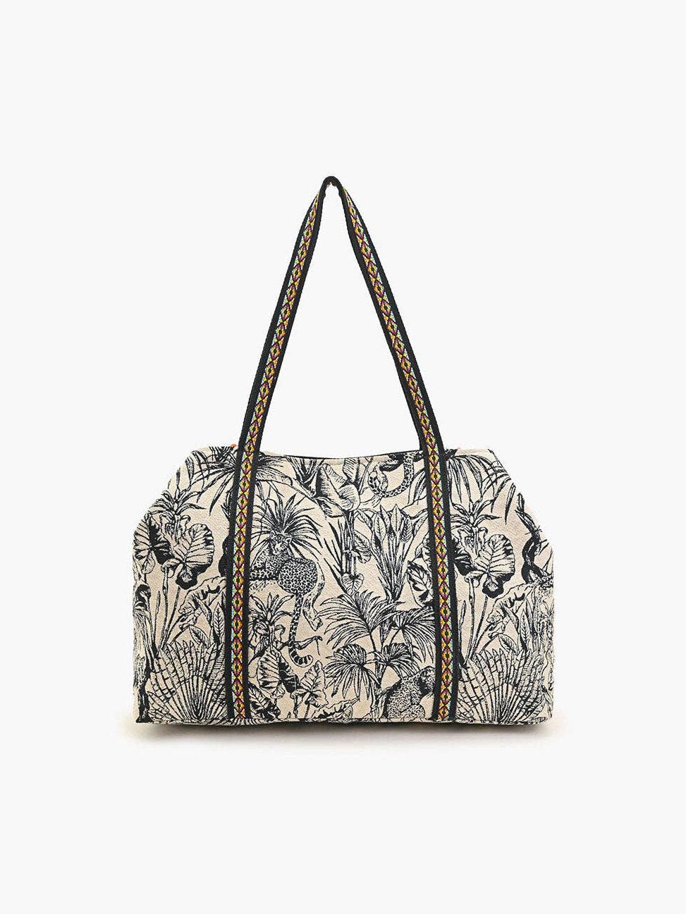 Tropical Leopard Embellished Tote - Courbe et Compagnie
