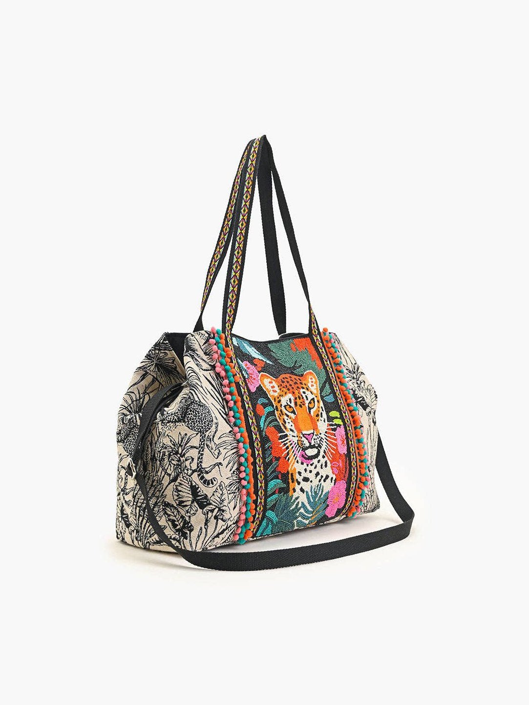 Tropical Leopard Embellished Tote - Courbe et Compagnie