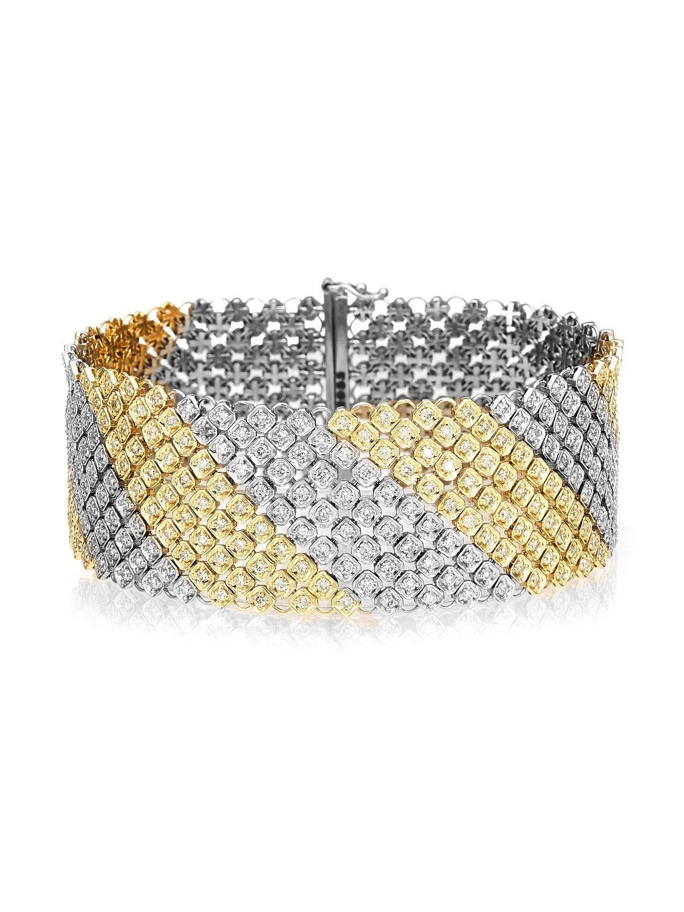 Two Tone Diamond Cuff Bracelet - Courbe et Compagnie