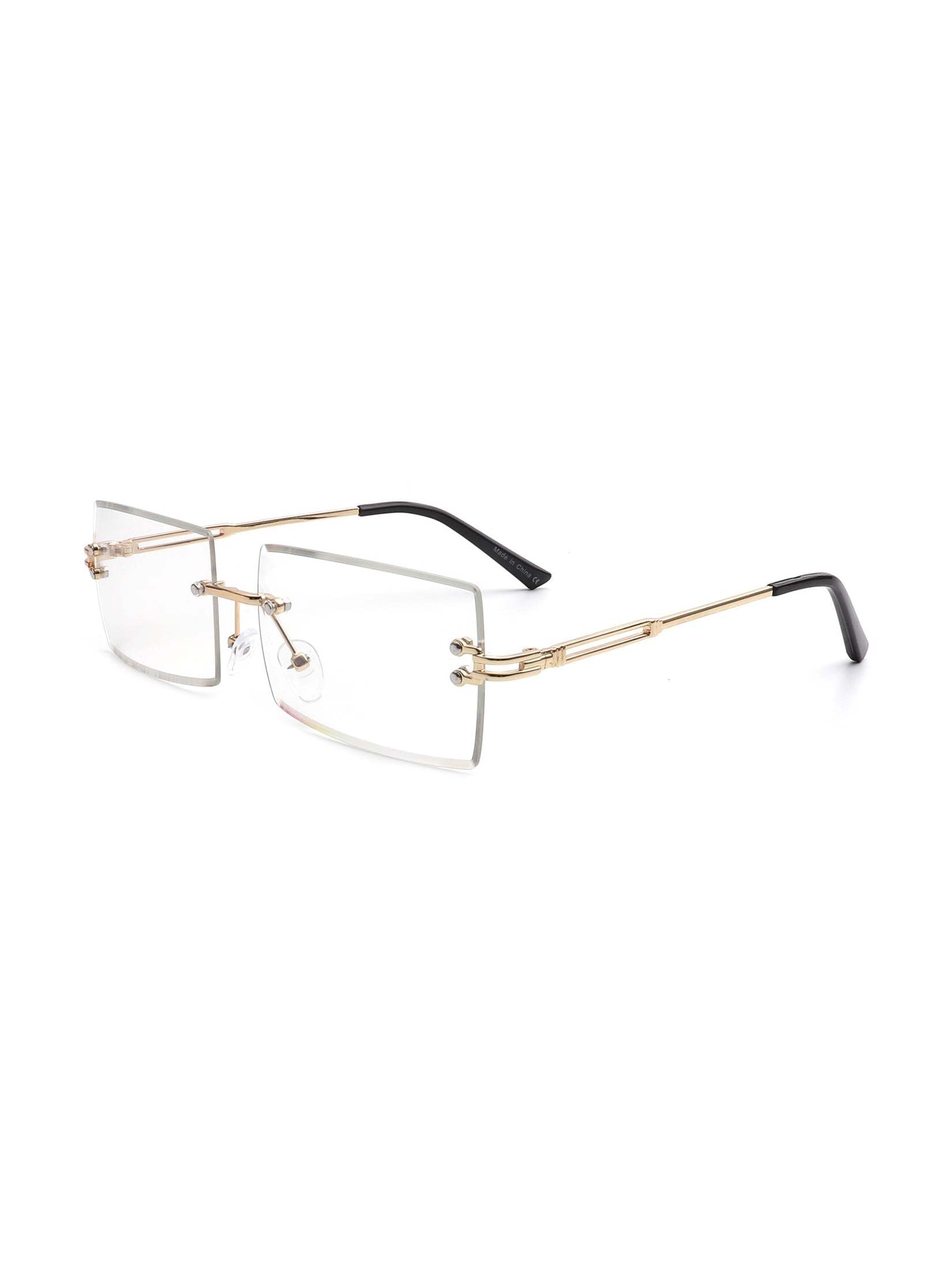 Tyriel - Classic Rimless Retro Rectangle Tinted Fashion Sunglasses - Courbe et Compagnie