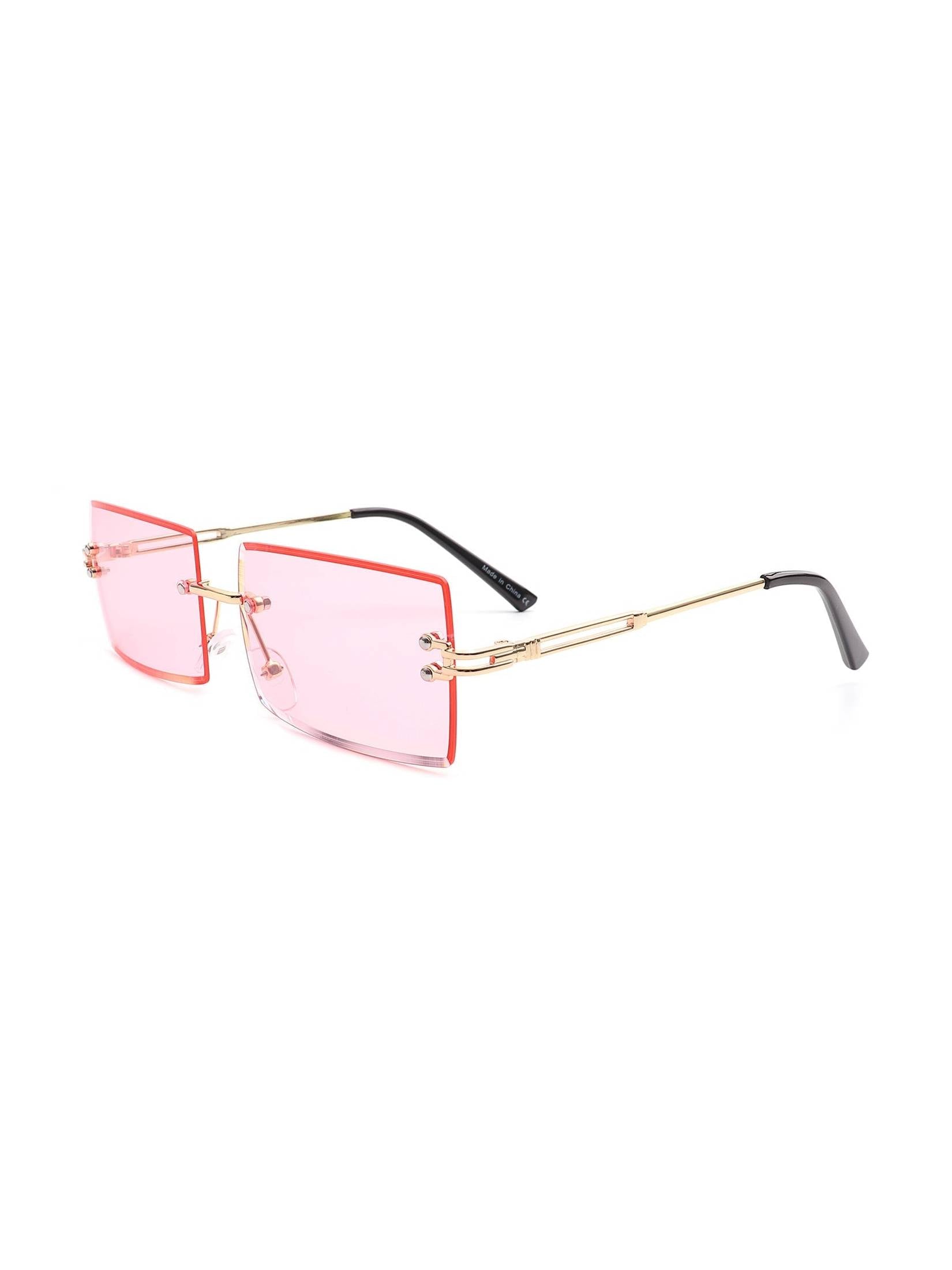 Tyriel - Classic Rimless Retro Rectangle Tinted Fashion Sunglasses - Courbe et Compagnie