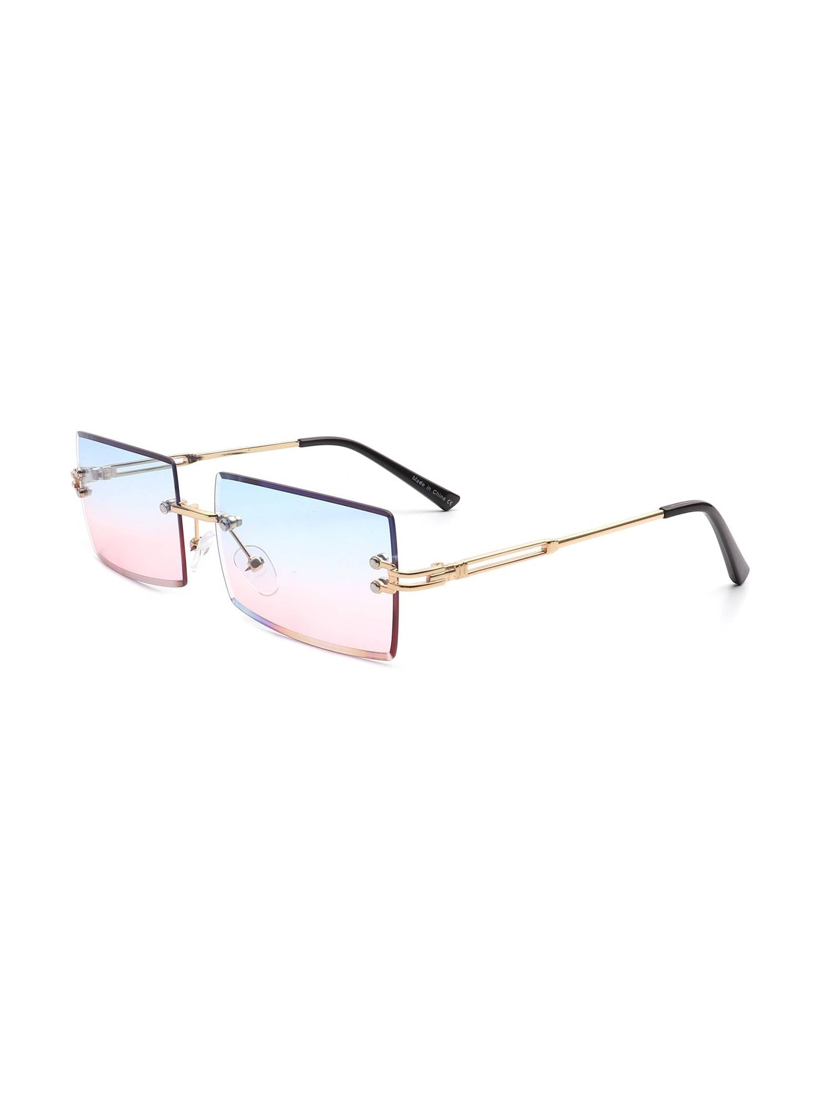 Tyriel - Classic Rimless Retro Rectangle Tinted Fashion Sunglasses - Courbe et Compagnie