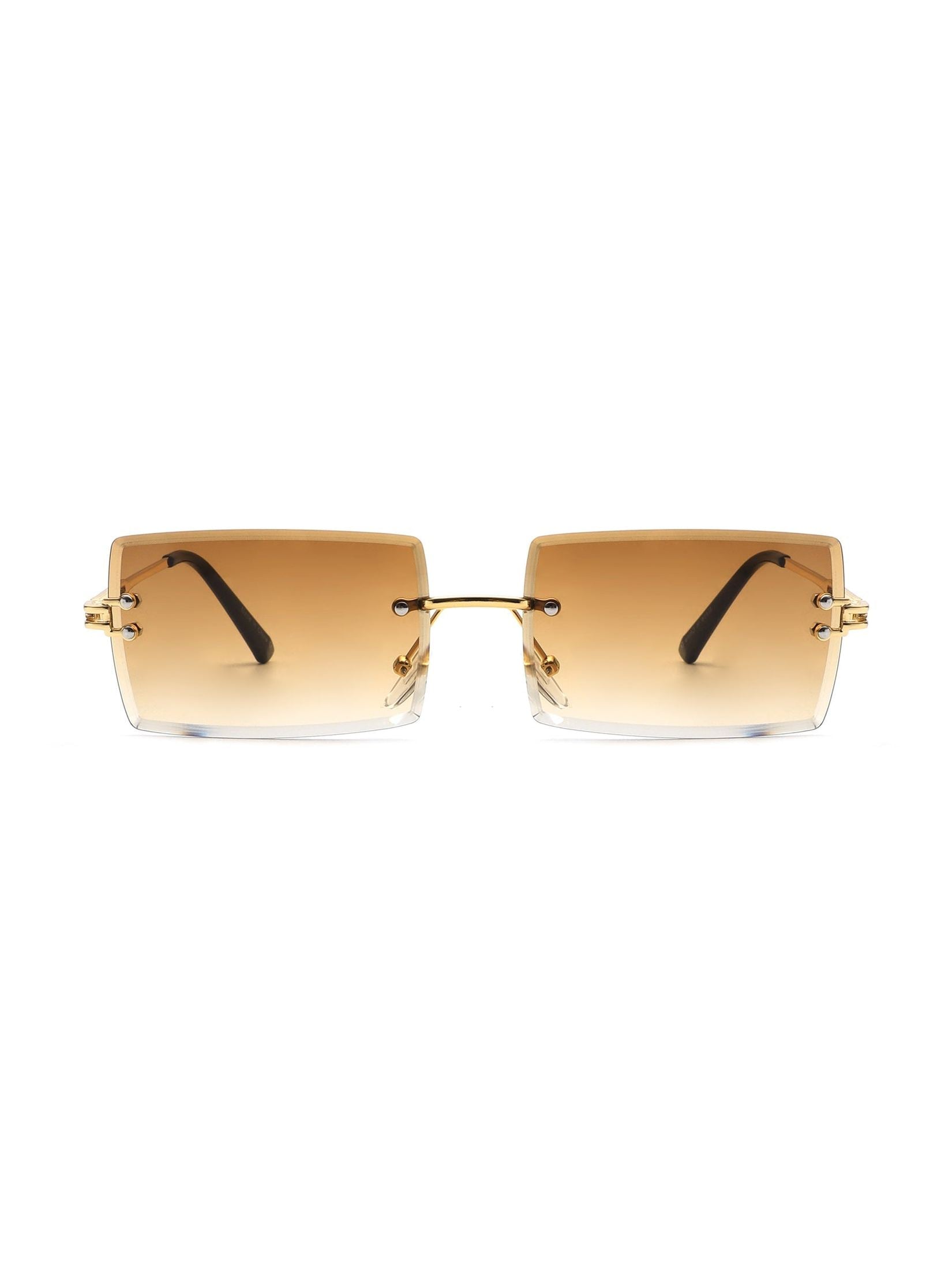 Tyriel - Classic Rimless Retro Rectangle Tinted Fashion Sunglasses - Courbe et Compagnie