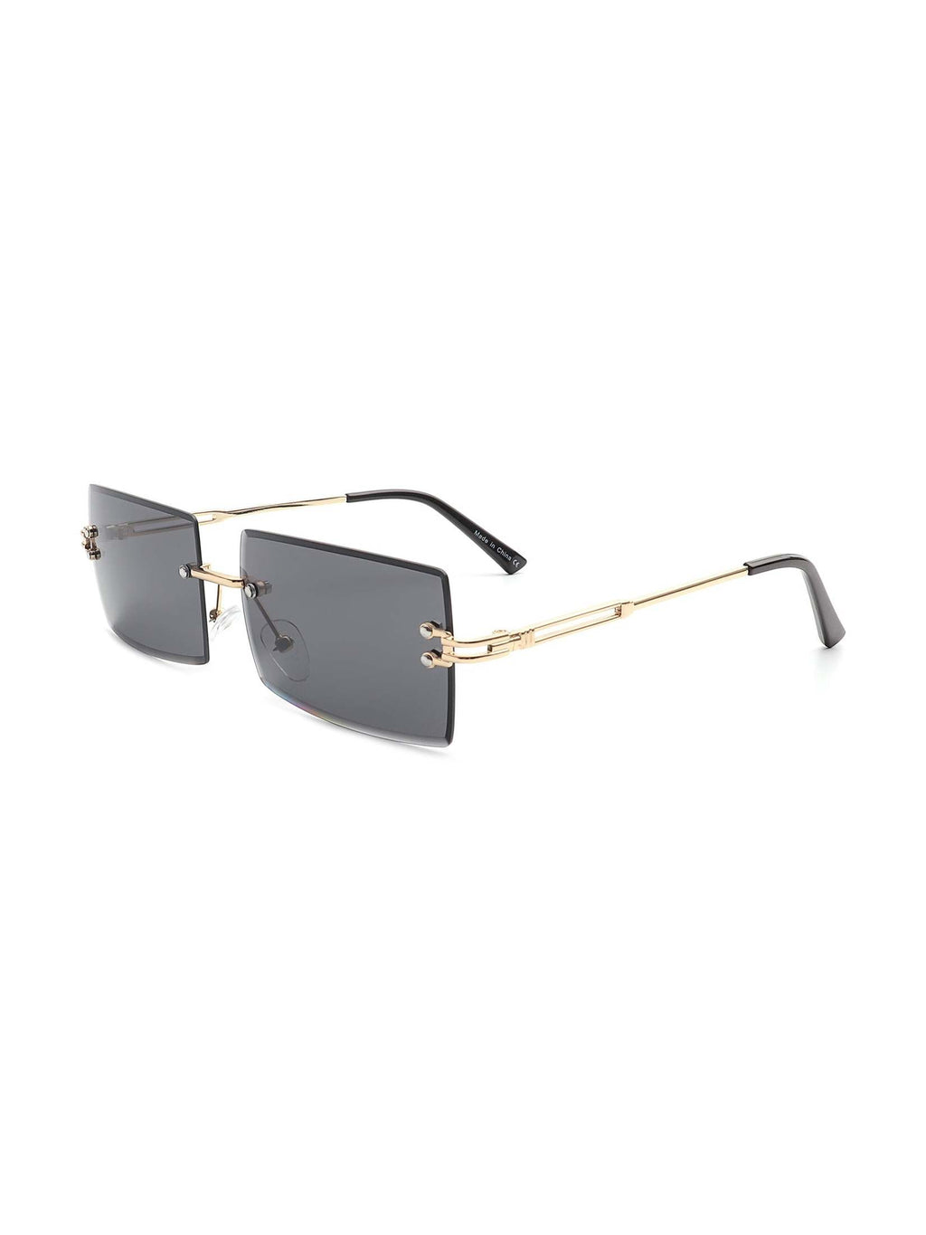 Tyriel - Classic Rimless Retro Rectangle Tinted Fashion Sunglasses - Courbe et Compagnie