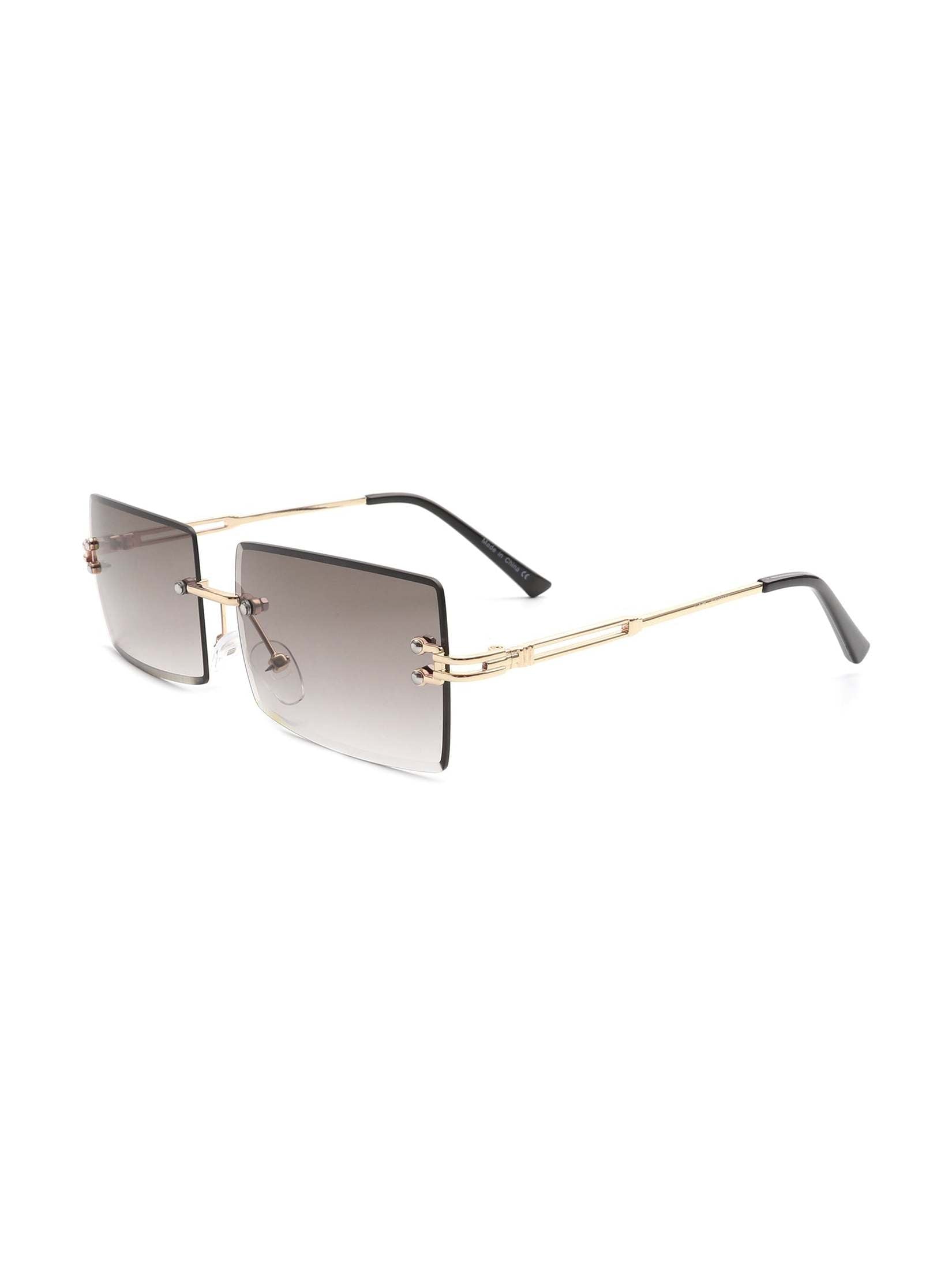Tyriel - Classic Rimless Retro Rectangle Tinted Fashion Sunglasses - Courbe et Compagnie