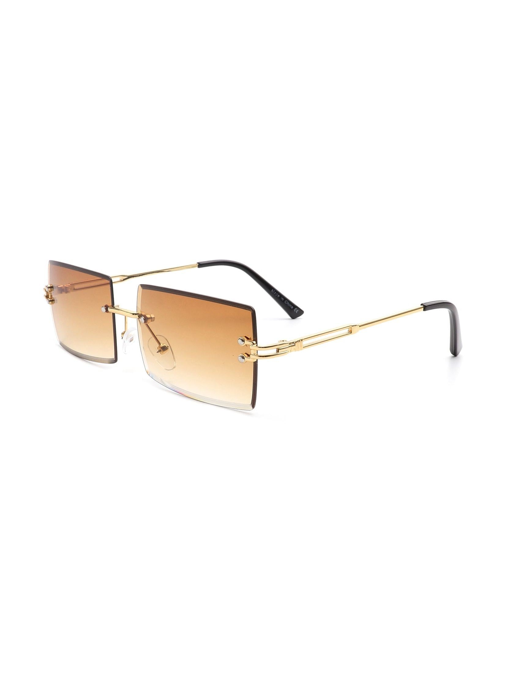 Tyriel - Classic Rimless Retro Rectangle Tinted Fashion Sunglasses - Courbe et Compagnie