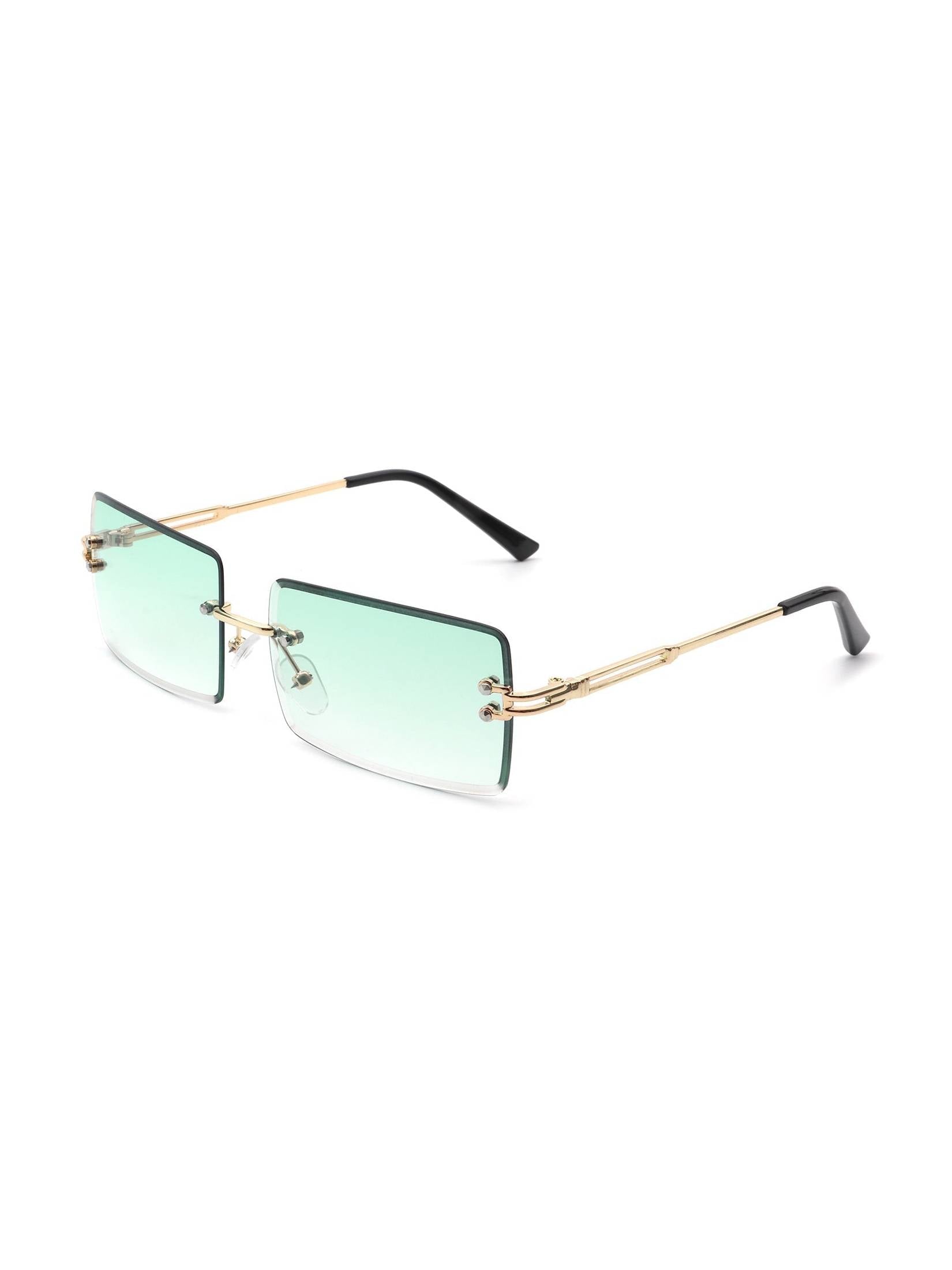 Tyriel - Classic Rimless Retro Rectangle Tinted Fashion Sunglasses - Courbe et Compagnie