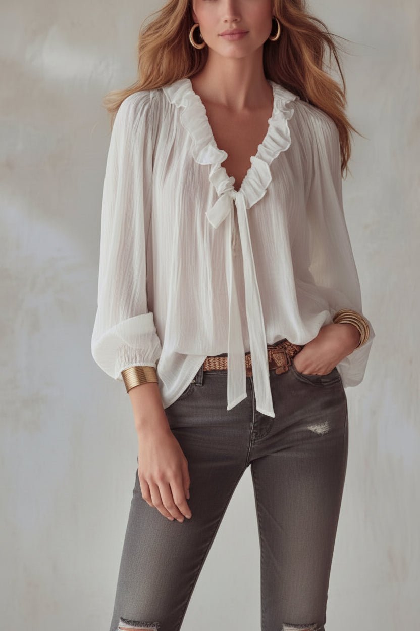 V-Neck Loose-Fit Shirt Top – No-Iron, 8 Colors - Courbe et Compagnie