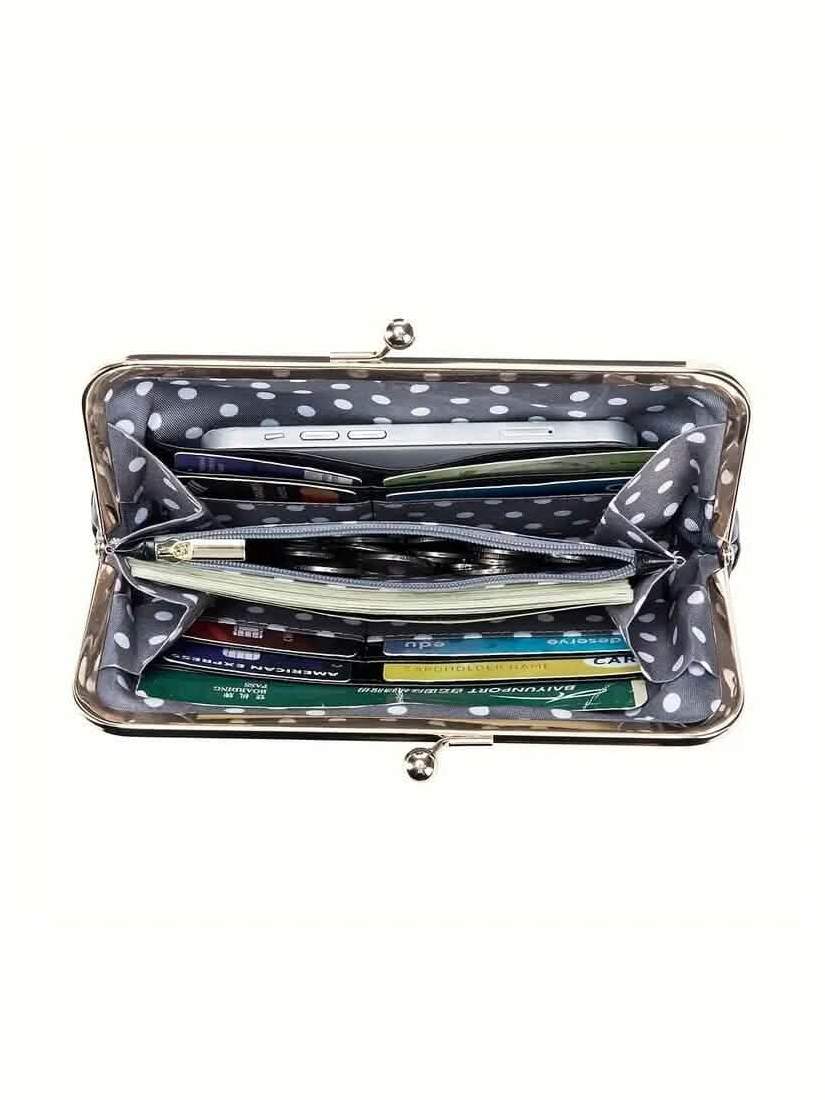 Vintage Chic Leather Clutch Lady Purse - Courbe et Compagnie