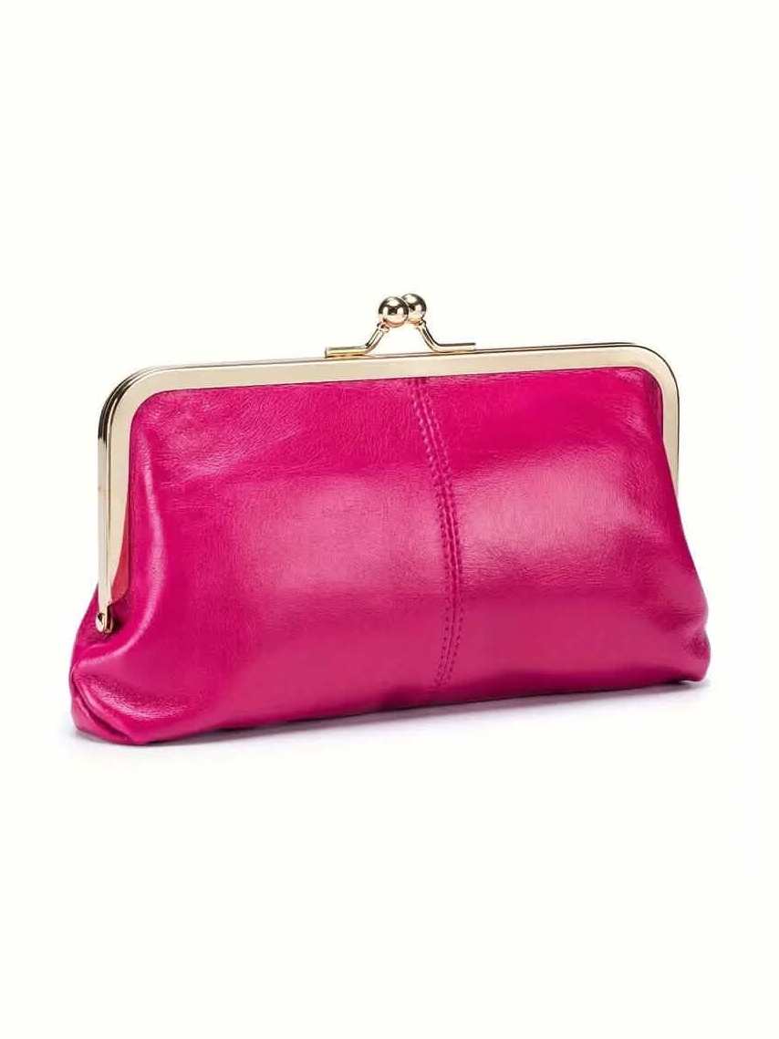 Vintage Chic Leather Clutch Lady Purse - Courbe et Compagnie