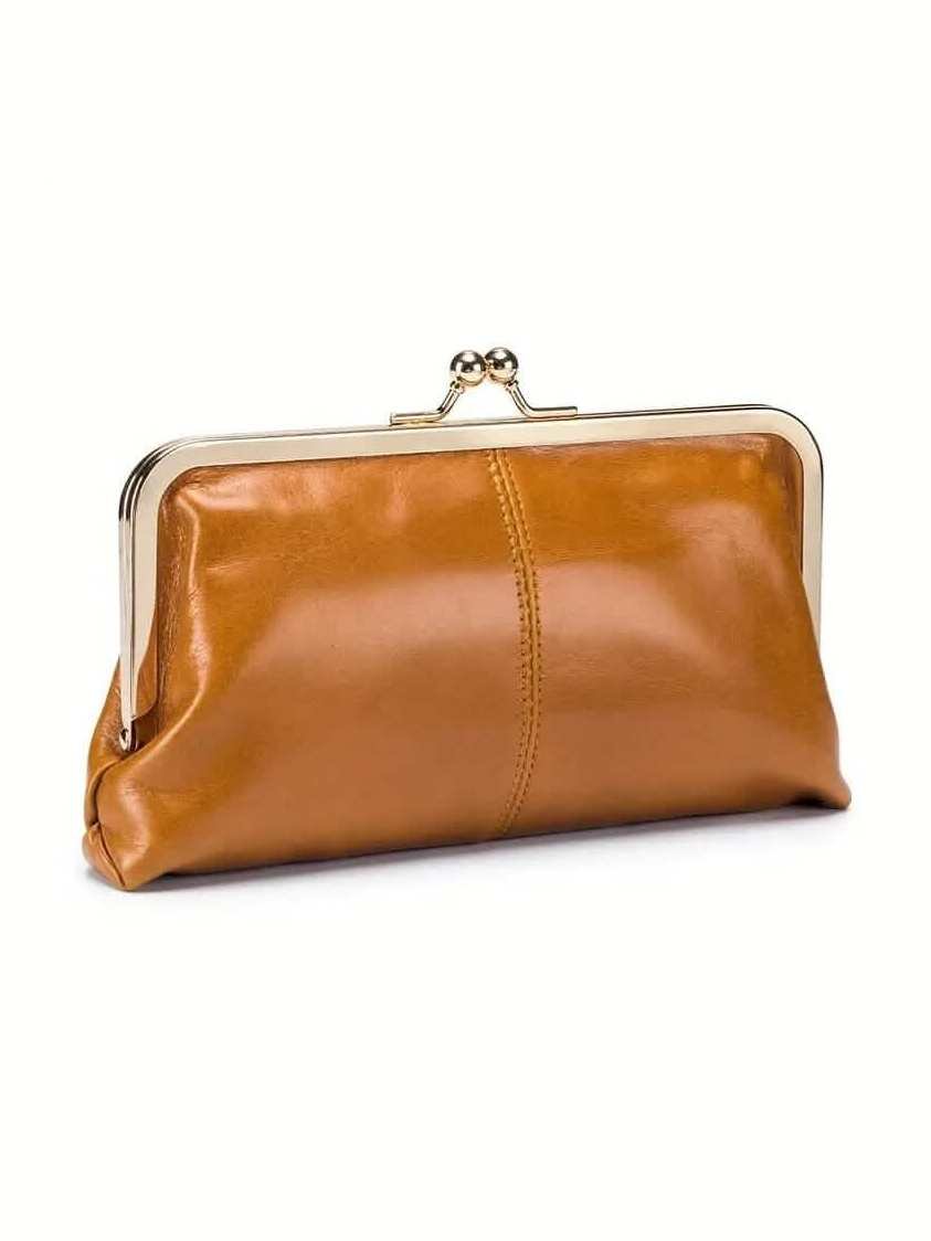 Vintage Chic Leather Clutch Lady Purse - Courbe et Compagnie