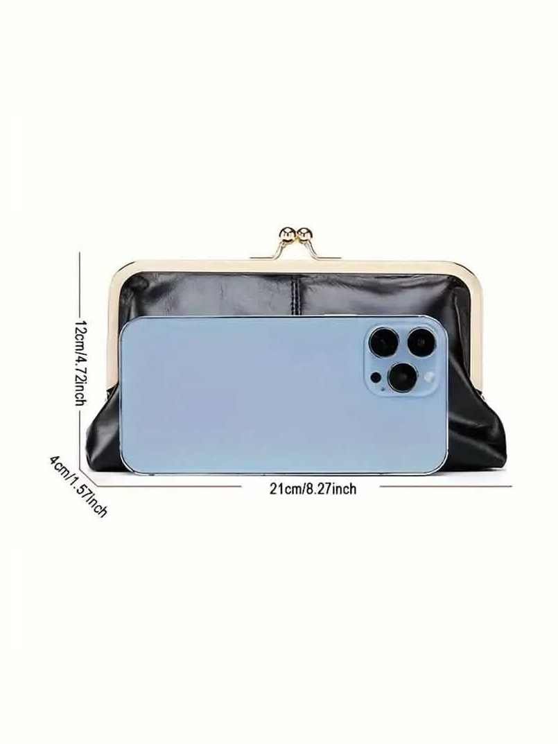 Vintage Chic Leather Clutch Lady Purse - Courbe et Compagnie