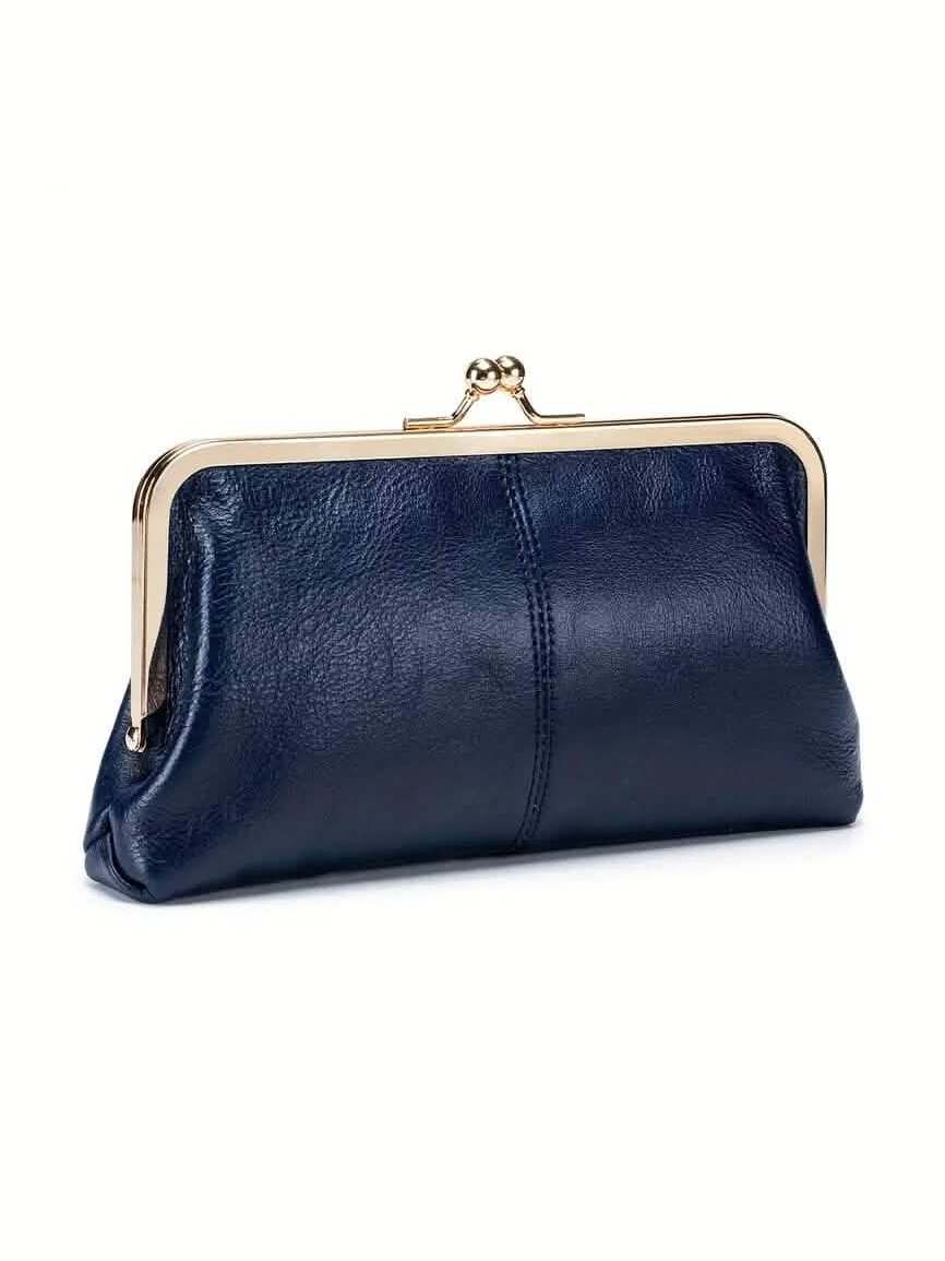 Vintage Chic Leather Clutch Lady Purse - Courbe et Compagnie