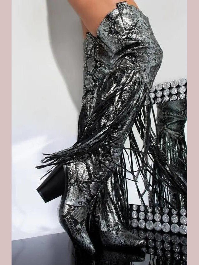 Vintage Fringe Over-the-Knee Boots - Courbe et Compagnie