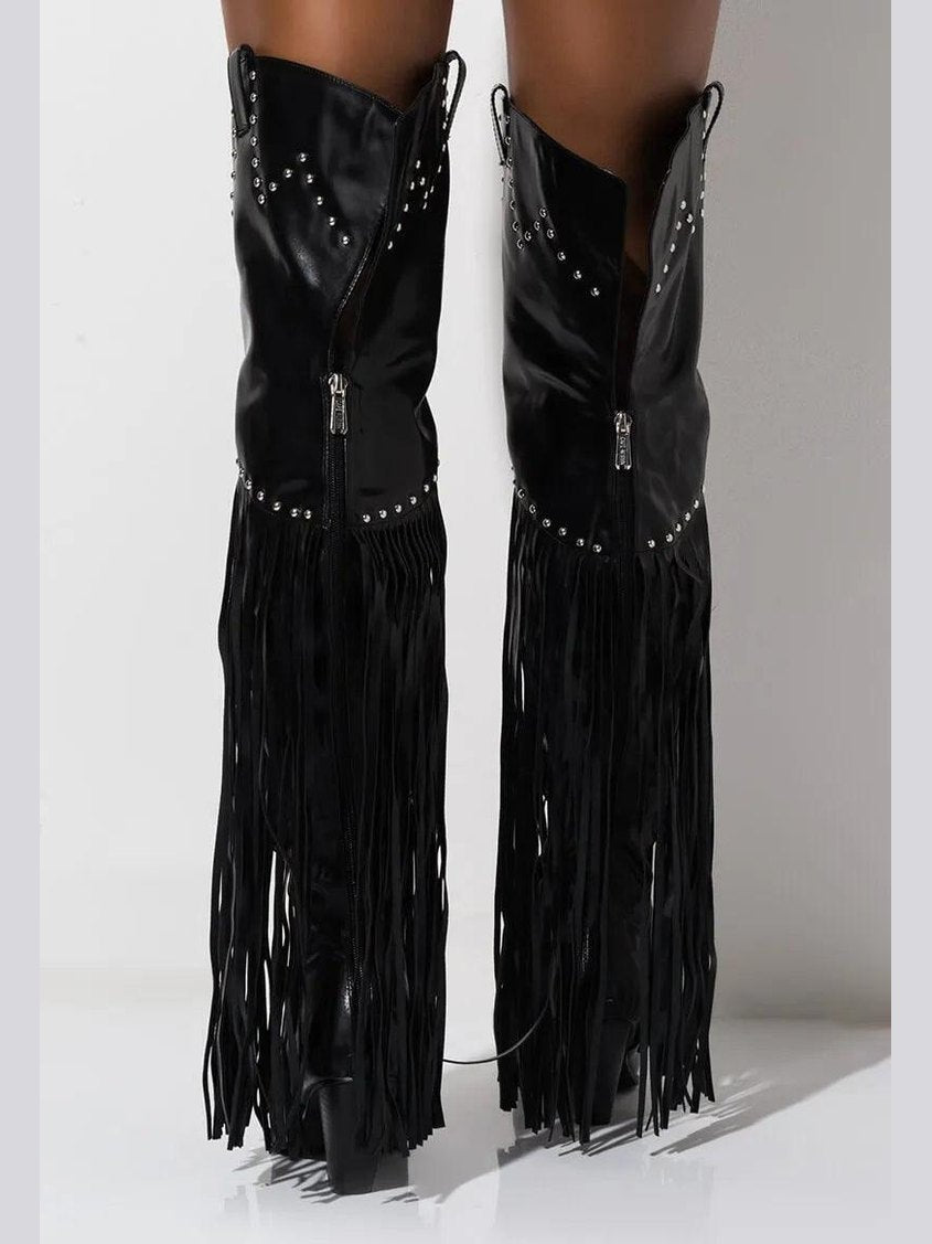 Vintage Fringe Over-the-Knee Boots - Courbe et Compagnie
