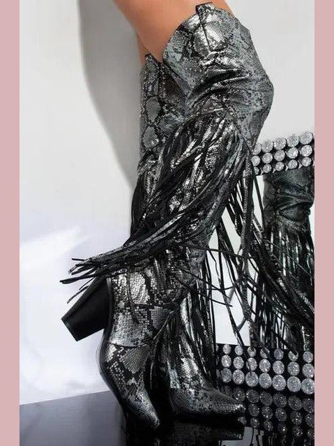 Vintage Fringe Over-the-Knee Boots - Courbe et Compagnie