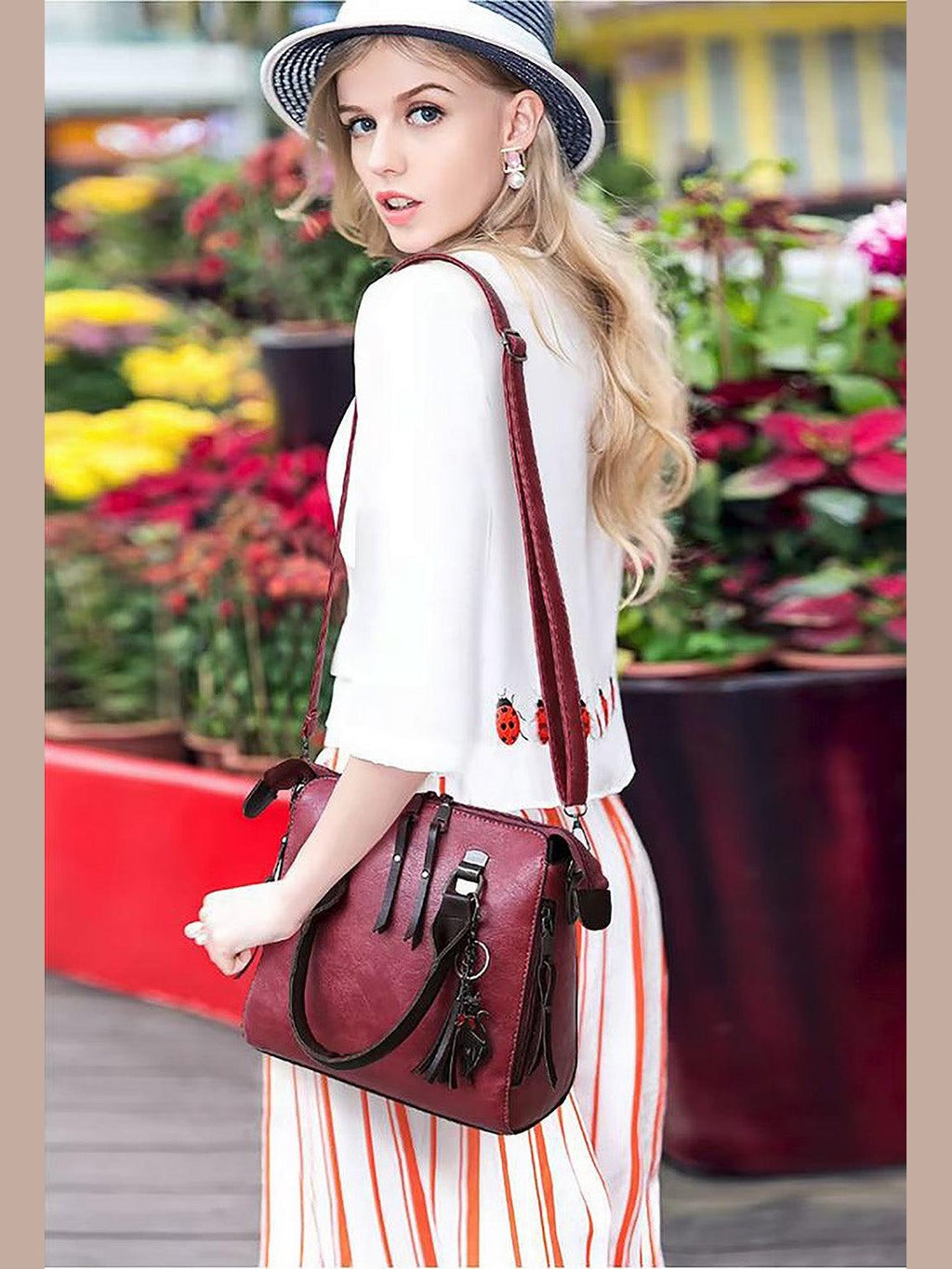 Vintage Leather 4-Piece Messenger Bag Set | Luxury Leather Tote, Clutch & Wallet Set - Courbe et Compagnie