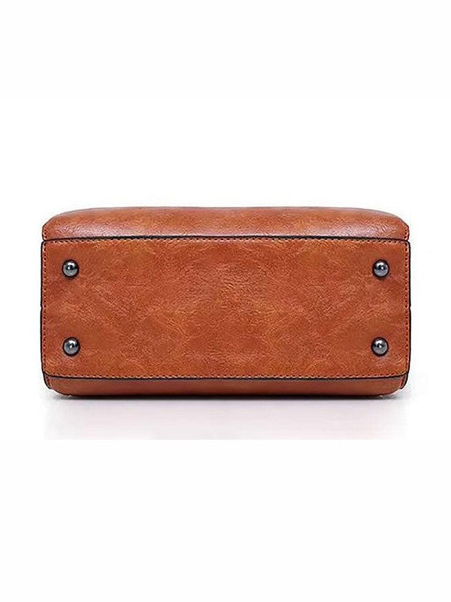 Vintage Leather 4-Piece Messenger Bag Set | Luxury Leather Tote, Clutch & Wallet Set - Courbe et Compagnie