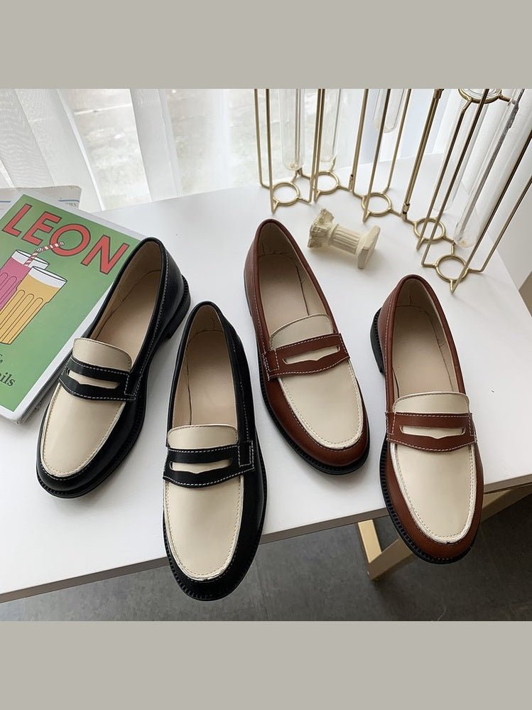 Vintage Slip-On Leather Shoes for Women - Courbe et Compagnie