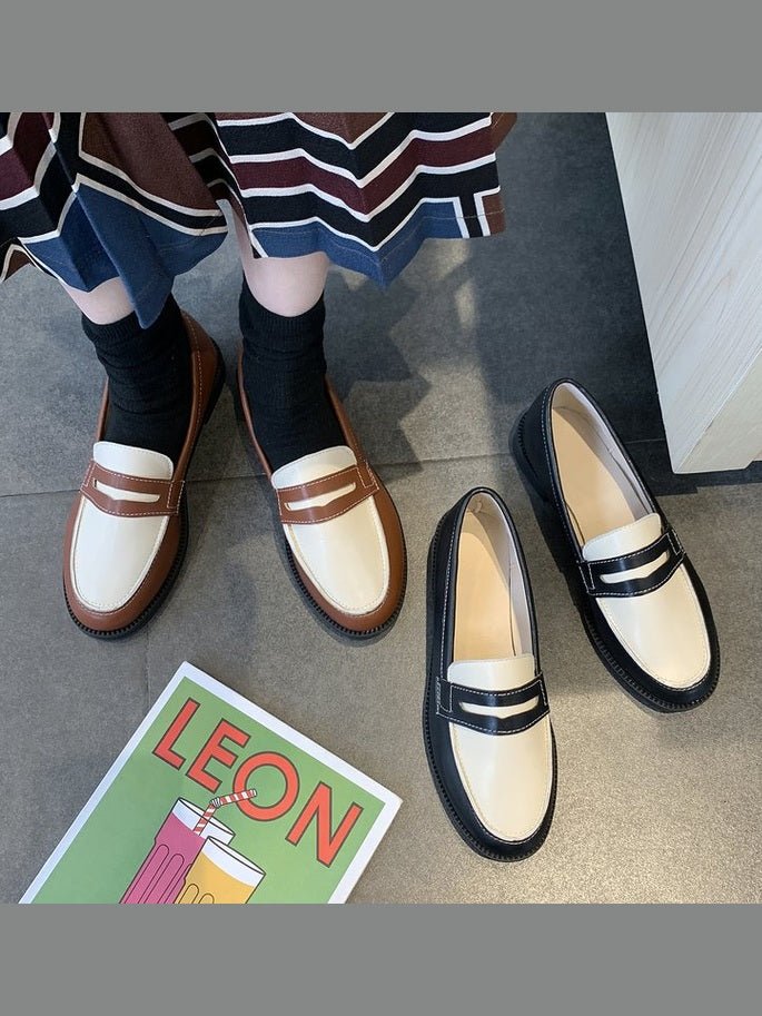 Vintage Slip-On Leather Shoes for Women - Courbe et Compagnie