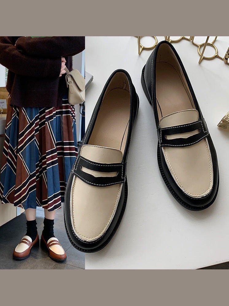 Vintage Slip-On Leather Shoes for Women - Courbe et Compagnie