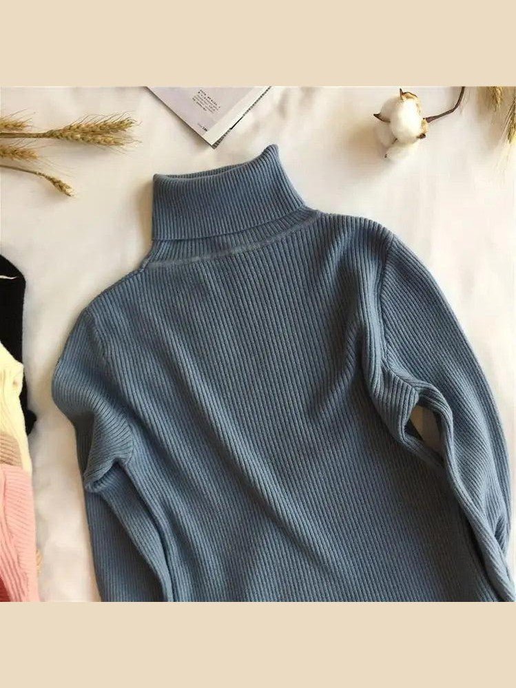 Vintage Style Autumn Winter Thick Sweater For Women Knitted Ribbed Pullover Sweater Long Sleeve Turtleneck Slim Jumper Soft Warm Pullover - Courbe et Compagnie