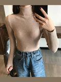 Vintage Style Autumn Winter Thick Sweater For Women Knitted Ribbed Pullover Sweater Long Sleeve Turtleneck Slim Jumper Soft Warm Pullover - Courbe et Compagnie