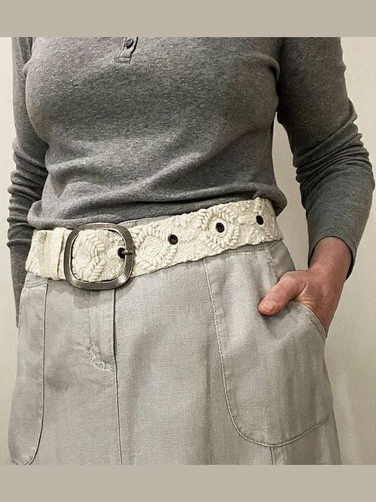 Wandering Clouds Embroidered Wool Belt - Courbe et Compagnie