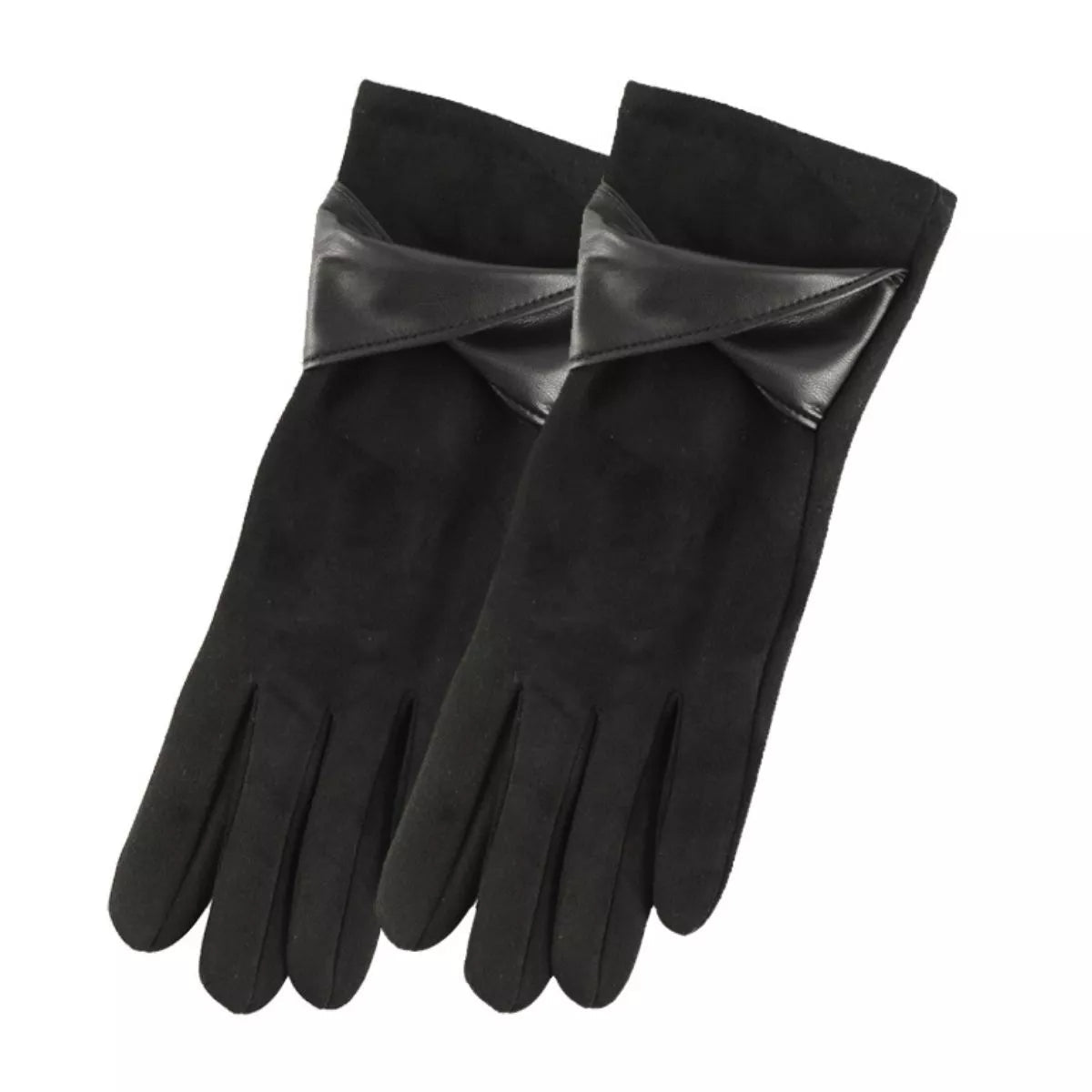 Warm Leather Trimmed Suede Gloves One Size 8.9 Inch Length - Courbe et Compagnie