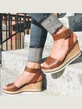 Wedge Heel Women's Sandals with Buckle - Courbe et Compagnie