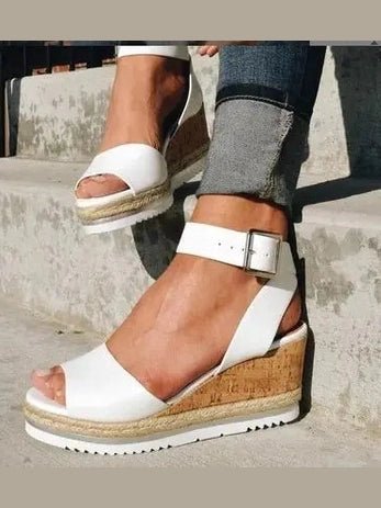 Wedge Heel Women's Sandals with Buckle - Courbe et Compagnie