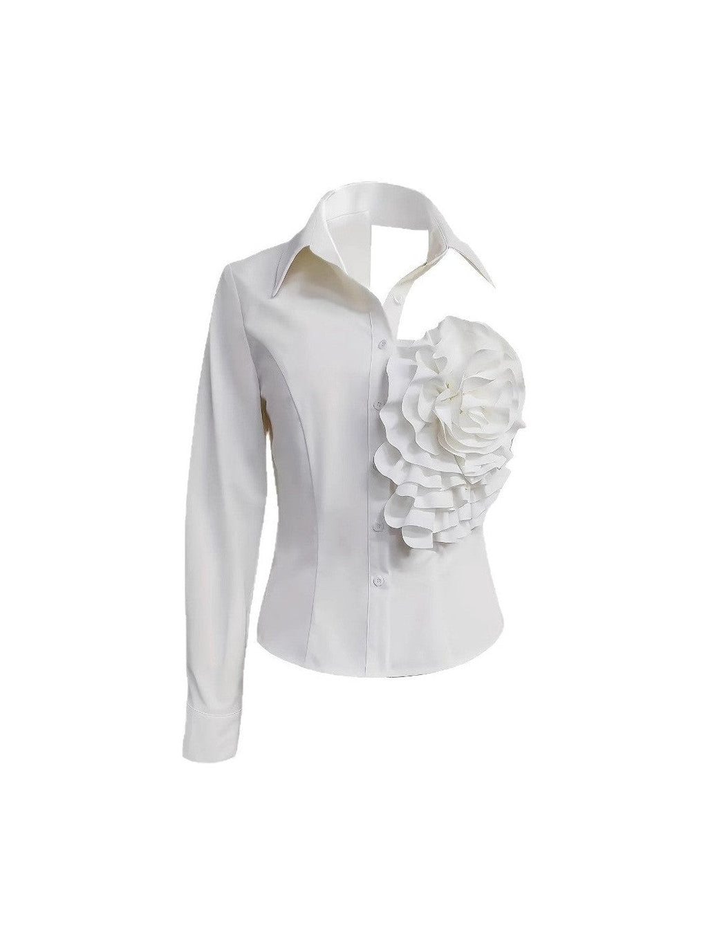 White Blouse With A One-shoulder TOP See size chart under “more details” - Courbe et Compagnie