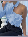 White Blouse With A One-shoulder TOP See size chart under “more details” - Courbe et Compagnie