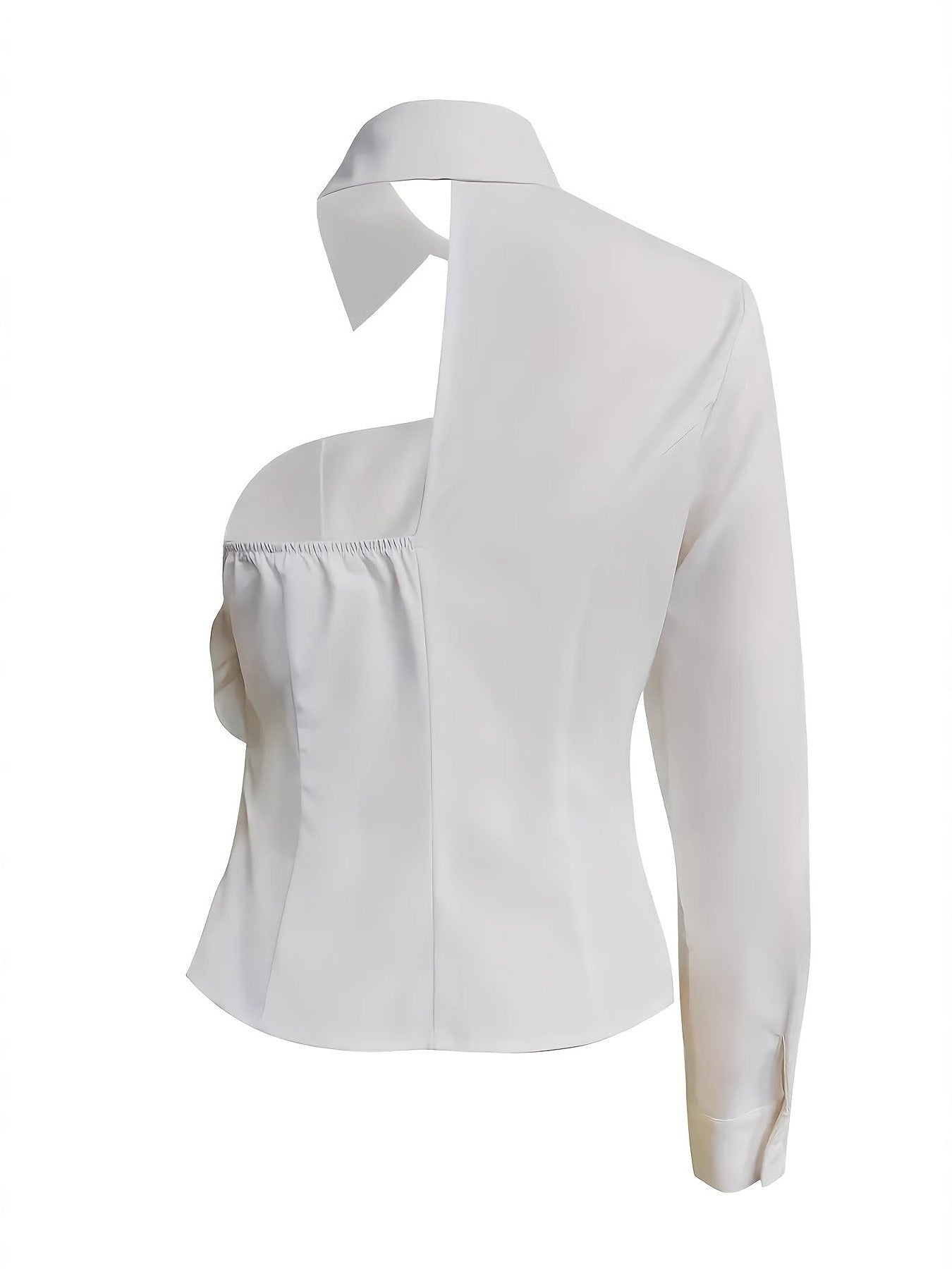 White Blouse With A One-shoulder TOP See size chart under “more details” - Courbe et Compagnie