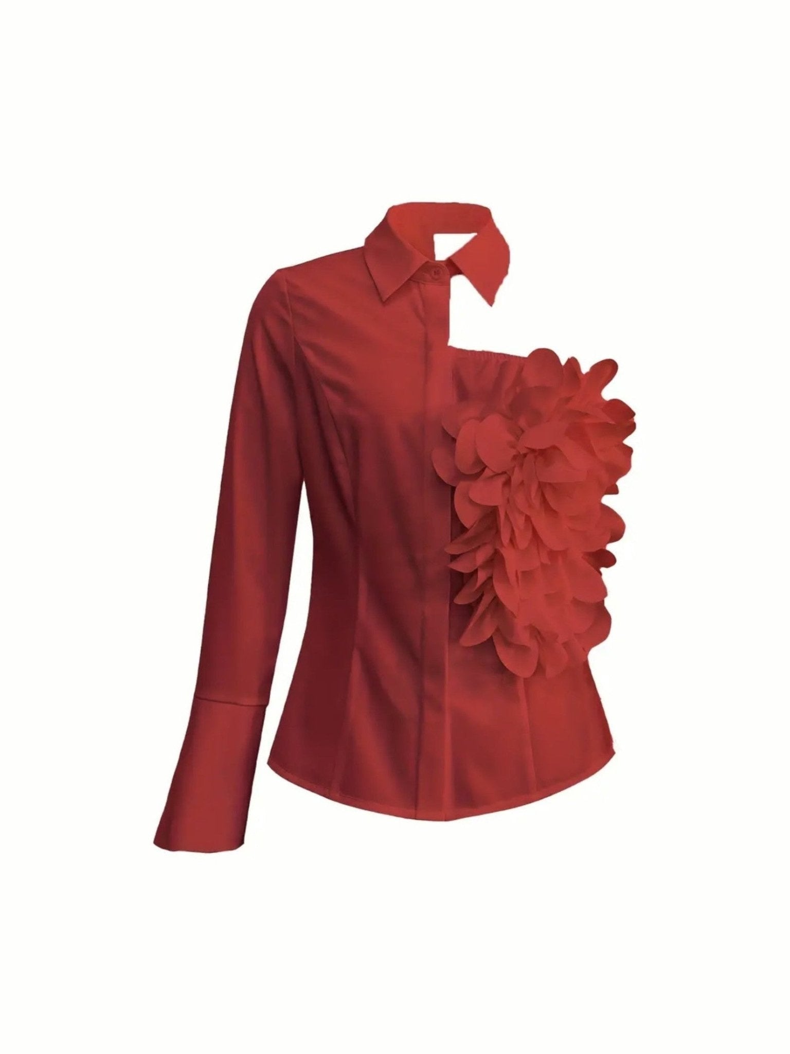 White Blouse With A One-shoulder TOP See size chart under “more details” - Courbe et Compagnie