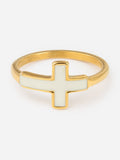 White Enamel Cross Ring - Courbe et Compagnie
