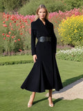 Women Belted Trench Coat Collared Design Autumn Winter Light Luxury Outerwear - Courbe et Compagnie